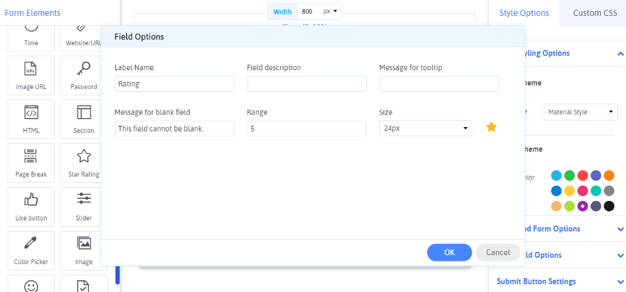 ARForms: Star Rating Settings