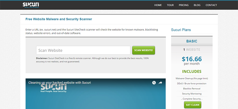 Trang web Sucuri Kiểm tra để quét phần mềm độc hại WordPress
