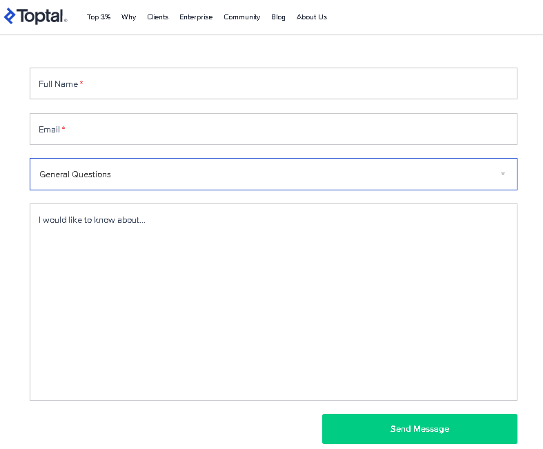Toptal contact form