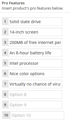 Up to 10 fields