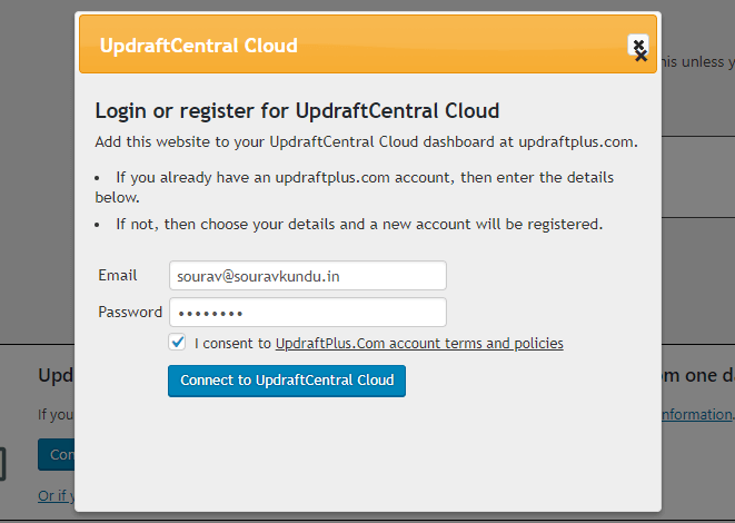 UpdraftCentral Cloud - 1 Registation