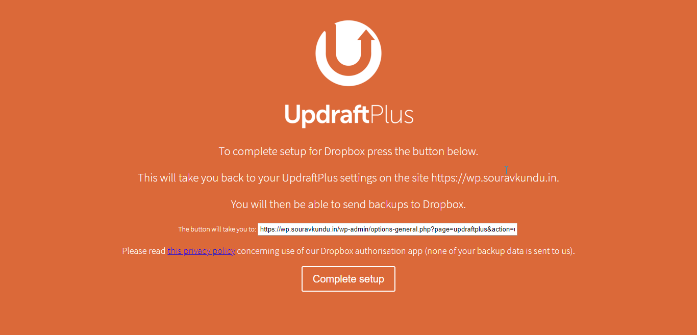 UpdraftPlus Demo 4 - Connecting Dropbox 0.5