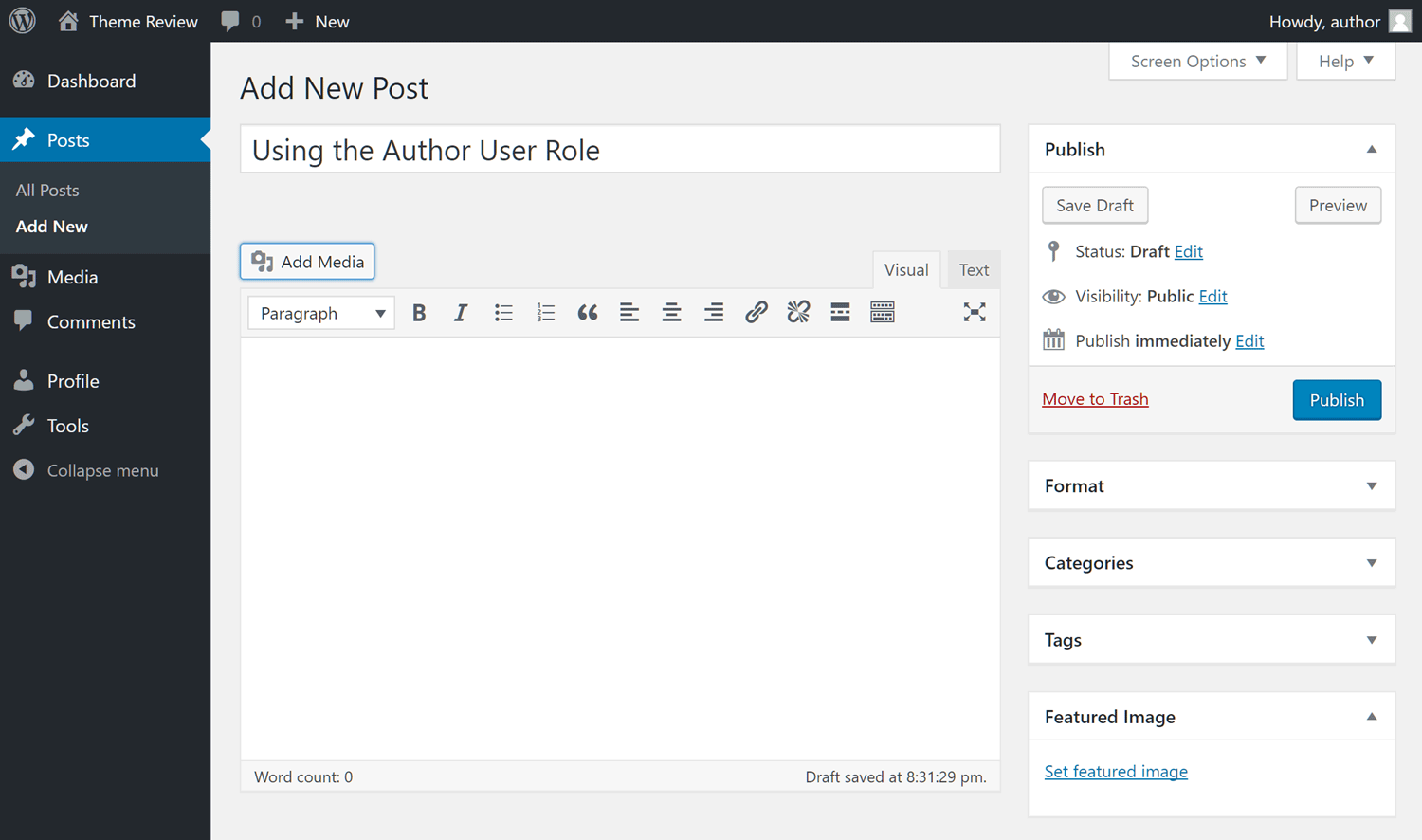 Author Role Post Editor