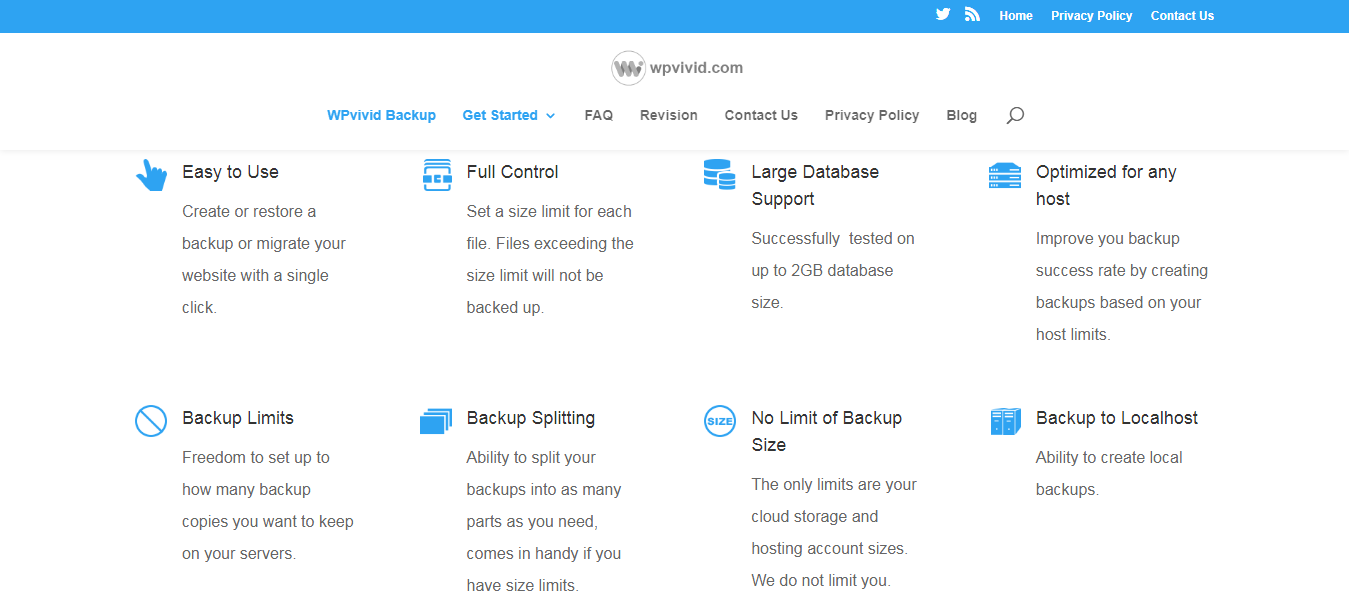 wpvivid backup plugin features