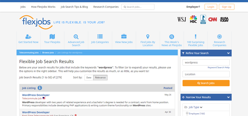 WordPress Jobs Flexjobs