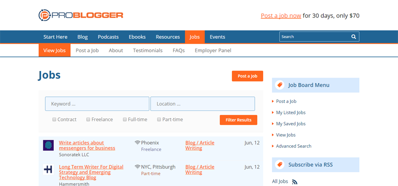 WordPress Jobs ProBlogger Jobs