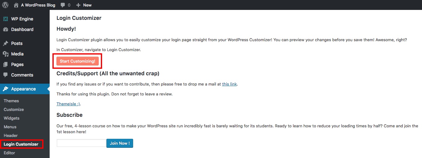 Login Form Customizer Settings