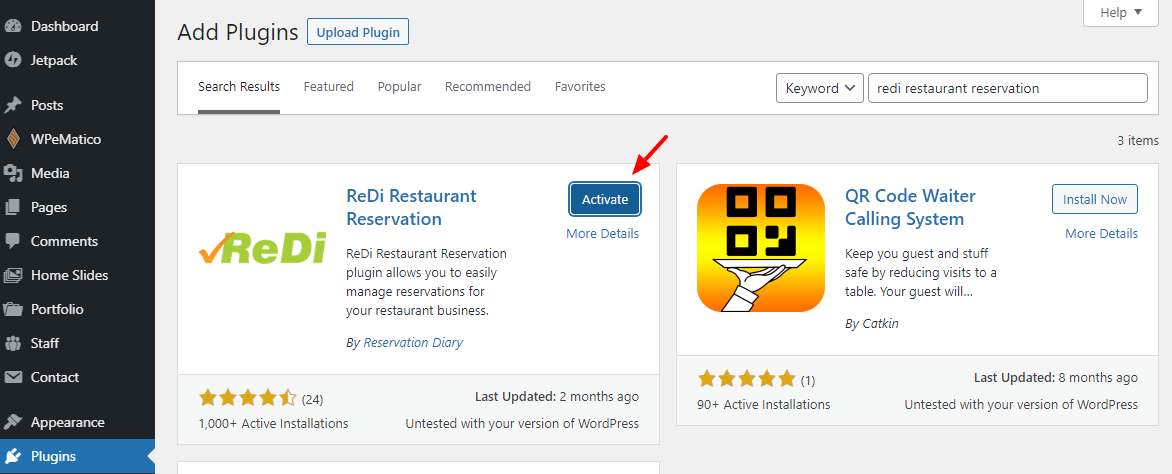 redi restaurant reservation plugin