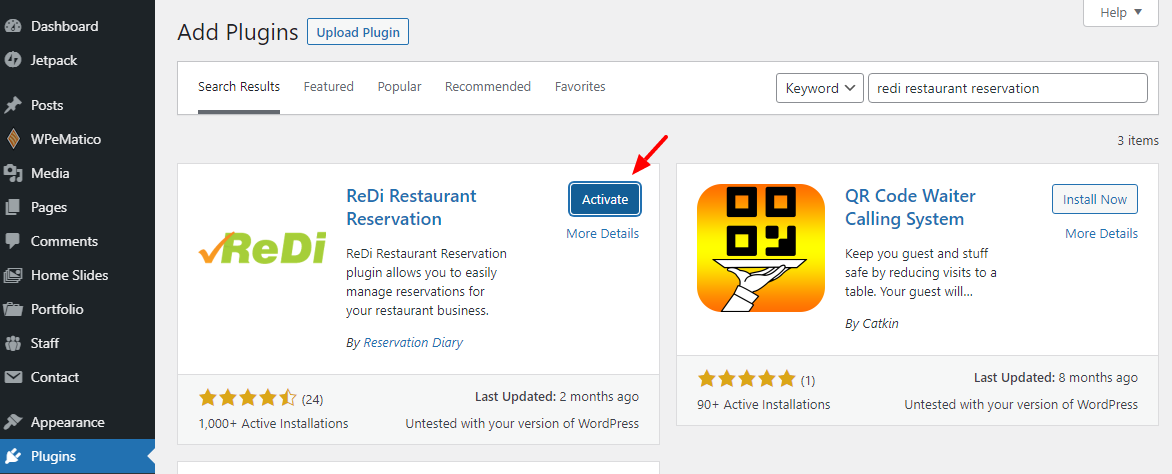 complemento de reserva de restaurante redi