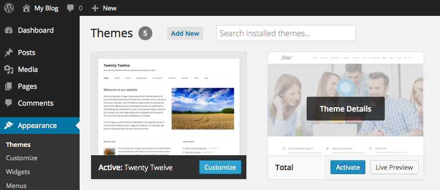 Install & Activate Your New WordPress Theme