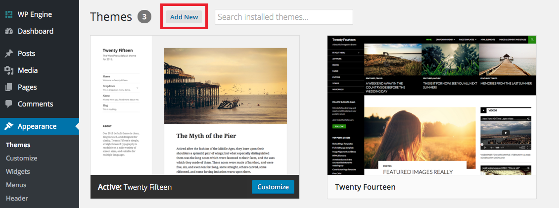 Add New WordPress Theme