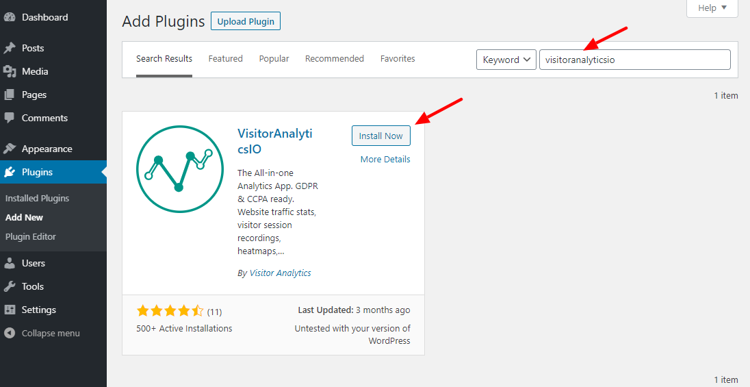 how to install VisitorAnalyticsIO