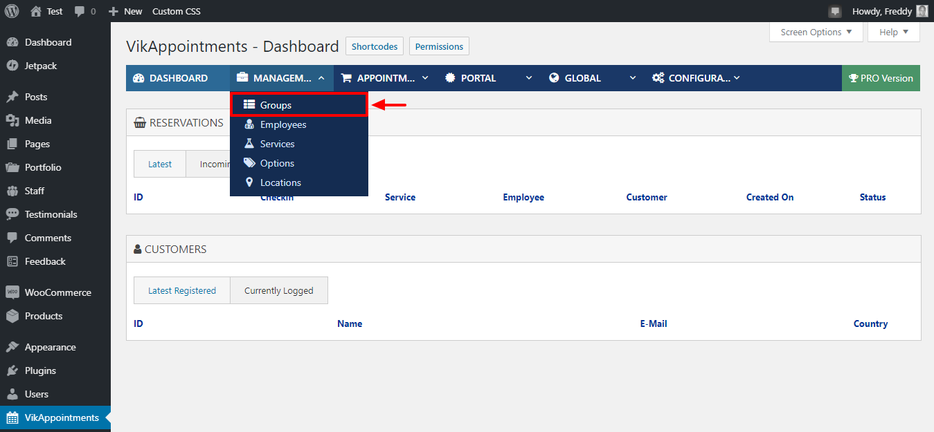 adding new service group in the vikappointments plugin