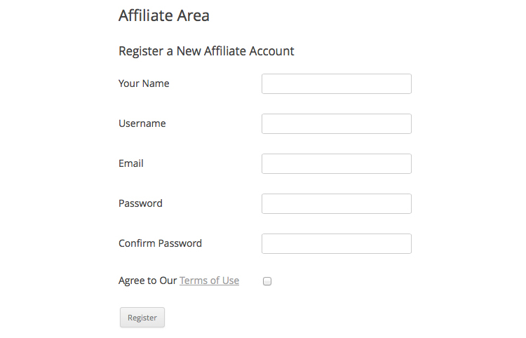 Register a New Affiliate Account