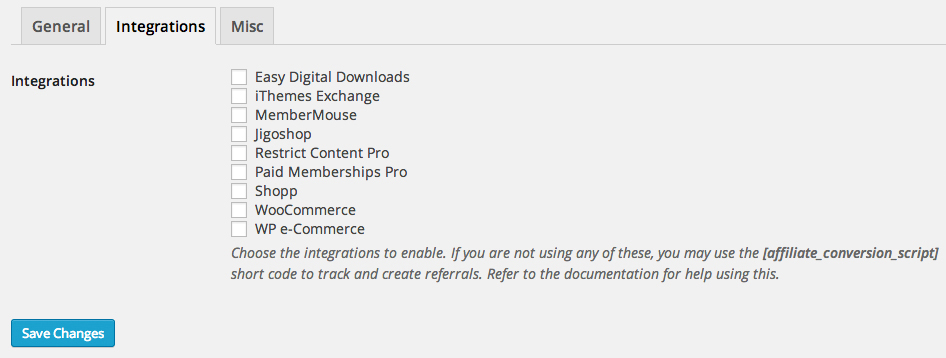 Affiliate WP Integrations