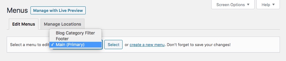 Set Menus: Create or Select Menus