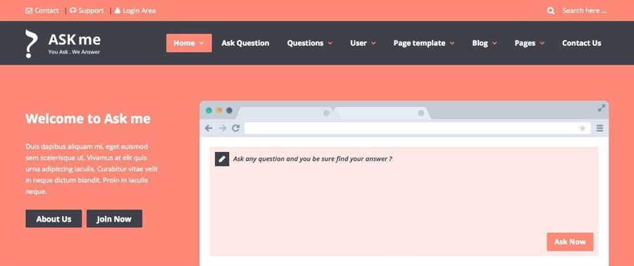 Ask Me Q&A Knowledgebase WordPress Theme