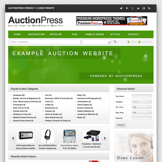 auctionpress business wordpress theme wpexplorer auction themes