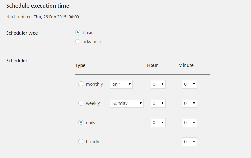 backwpup schedule timer
