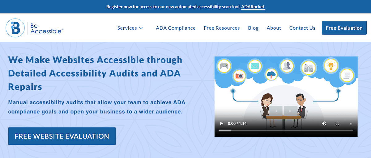 Evaluación gratuita del sitio web ADA de BeAccessible