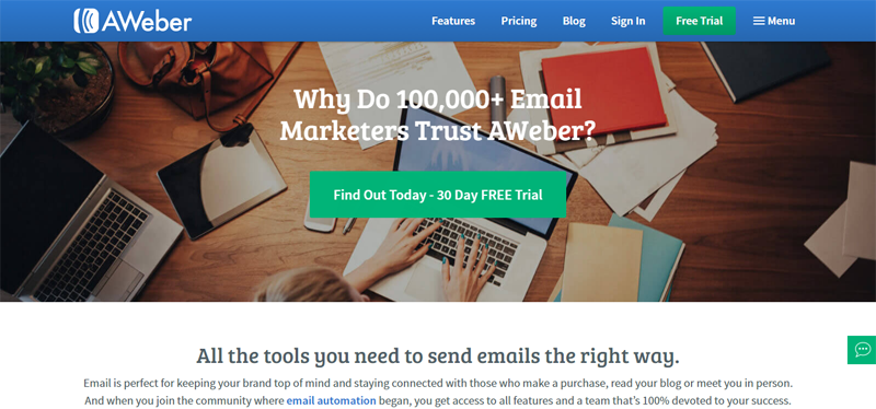 best email marketing services for WordPress AWeber