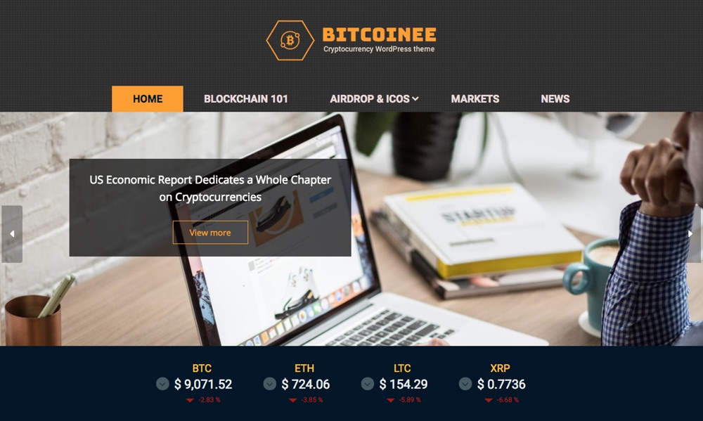 Bitcoinee – Free Cryptocurrency WordPress Themes