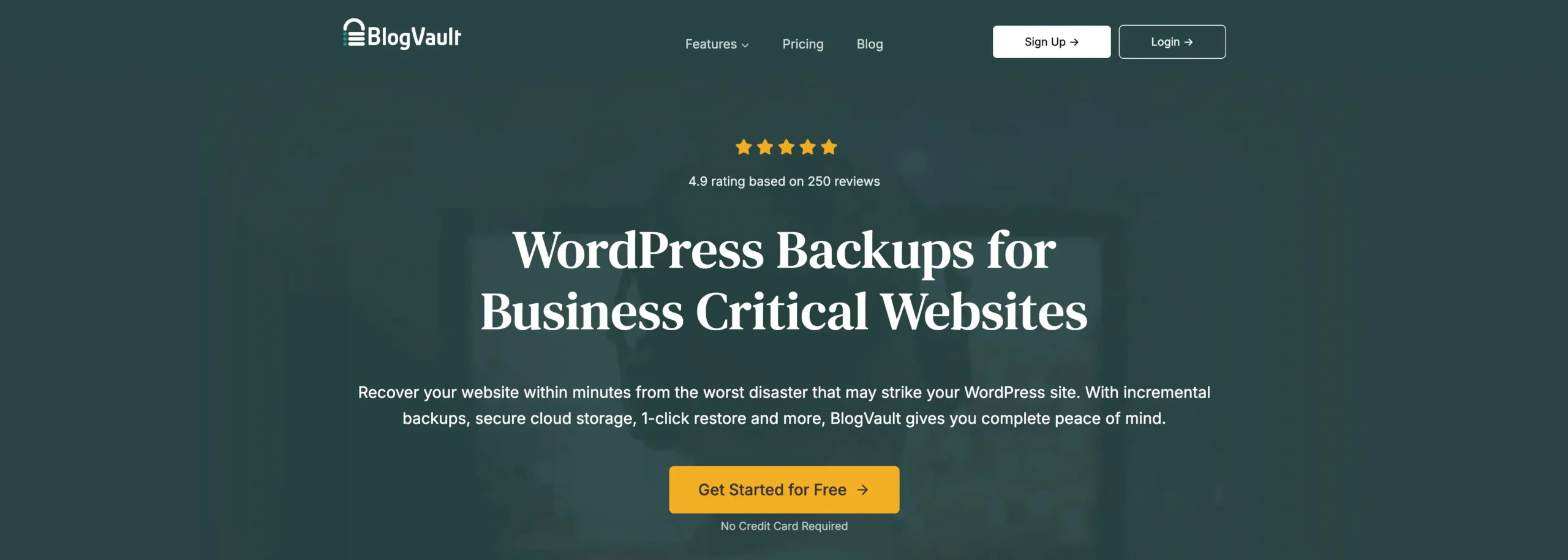 BlogVault website screenshot