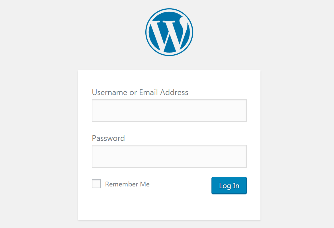 ekran logowania administratora WordPress.