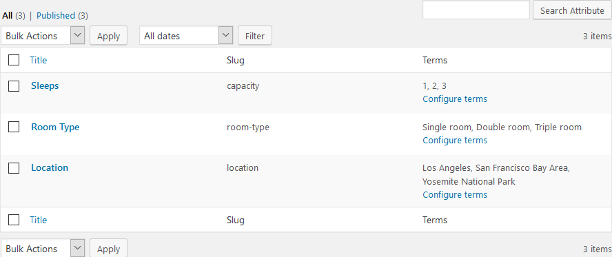 Booking Engine Attributes Admin