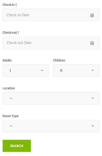 Booking Engine Advanced Search Form