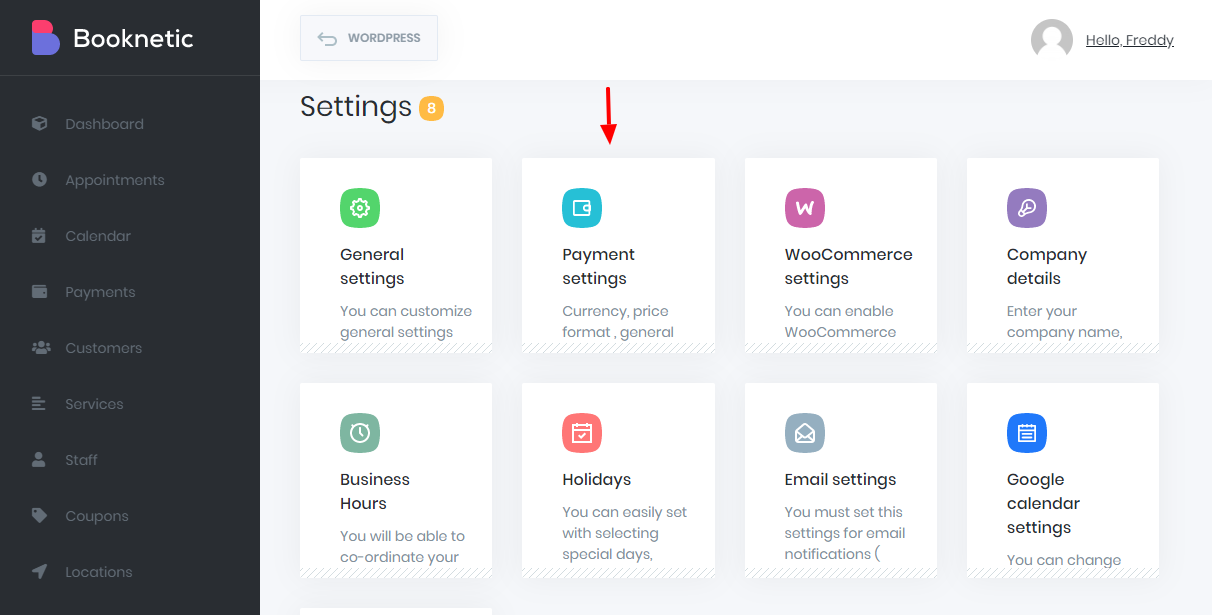 Booknetic payment settings