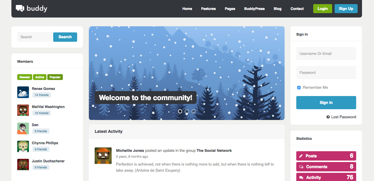 Buddy Multi-Purpose WordPress/BuddyPress Theme