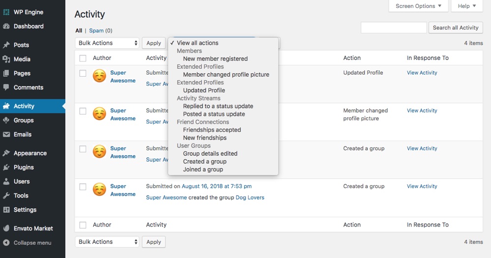 BuddyPress Activity Streams