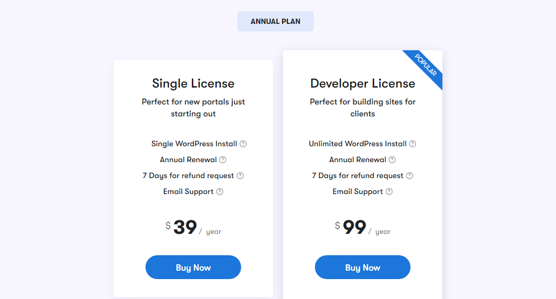 Precios del paquete Buddypress Community