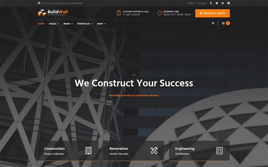 BuildWall Construction Company Multipurpose WordPress Theme