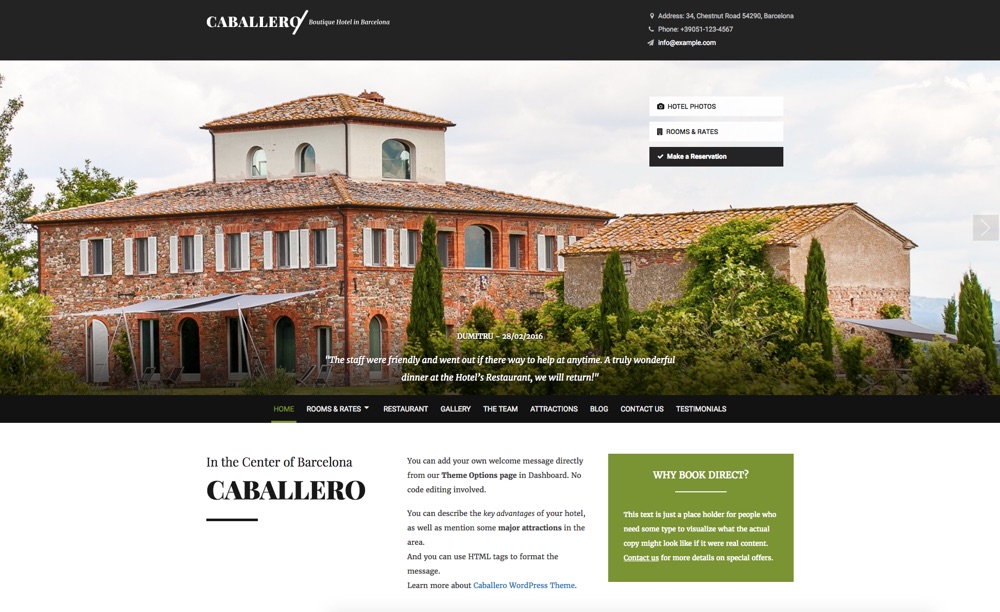 Caballero Hotel WordPress Theme
