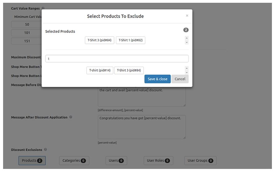 Set Product Exclusions