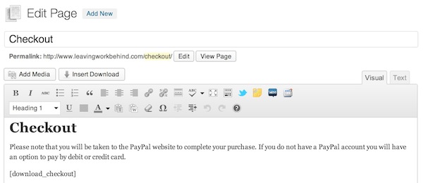 A screenshot of the Checkout page