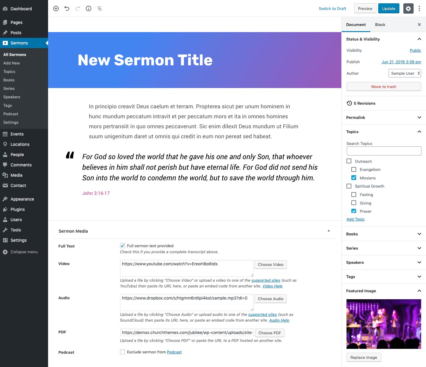 Church Sermon Editor