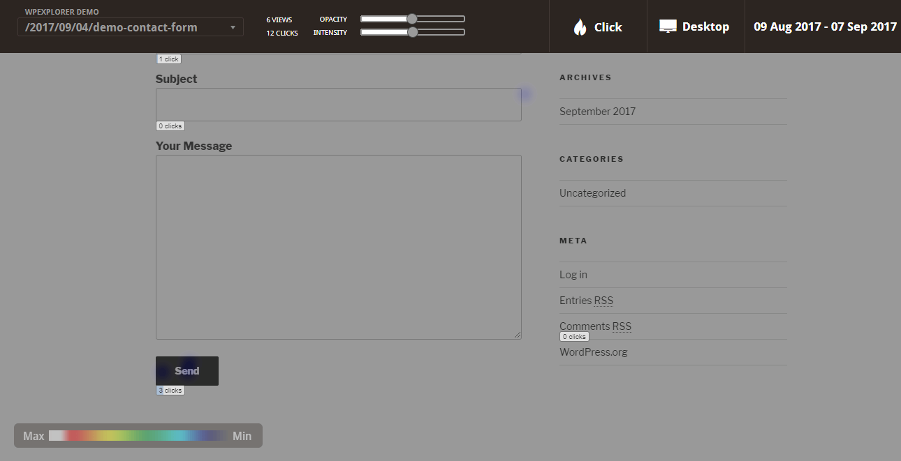 click heatmap in mouseflow for wordpress