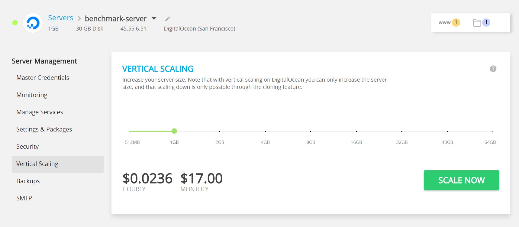 Cloudways Vertical Scaling