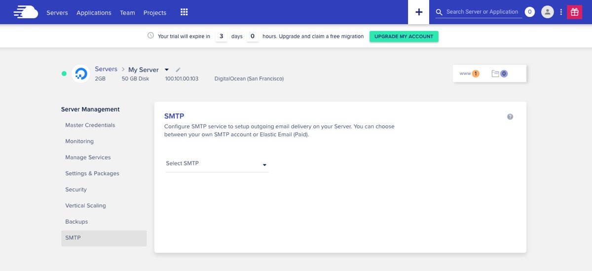 Cloudways Server SMTP