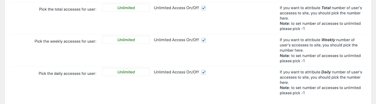 CM Restrict User Account Access: Settings General: Access Counter