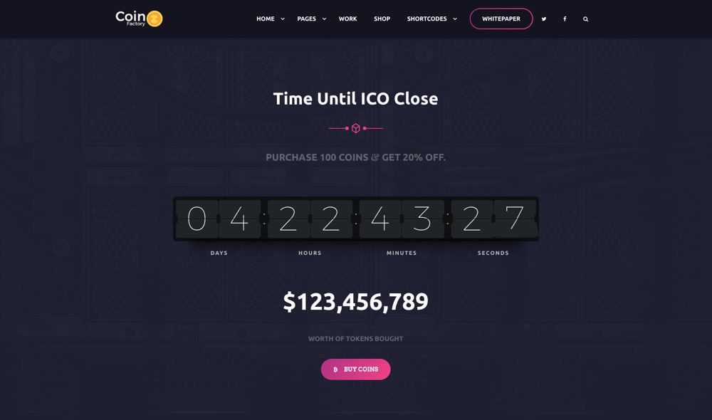 CoinzFactory Cryptocurrency WordPress Theme