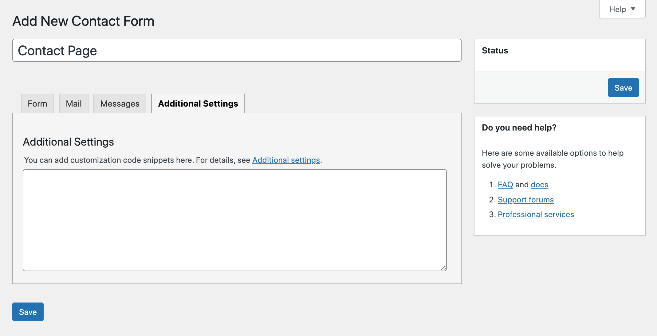 Contact Form 7 Additional Settings