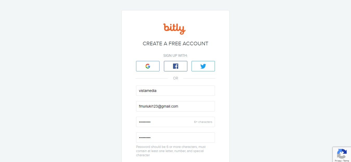creating bitly account