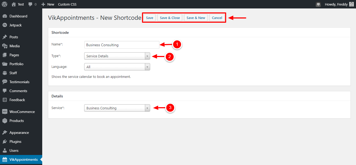 create new shortcode