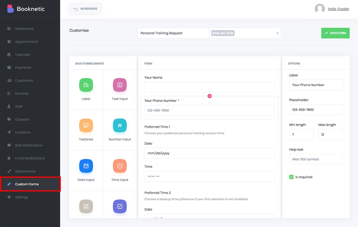 Booknetic Custom Forms