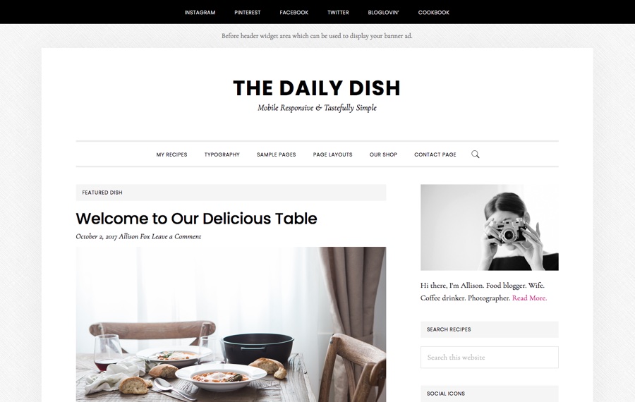 Daily Dish Food Blog WordPress Theme