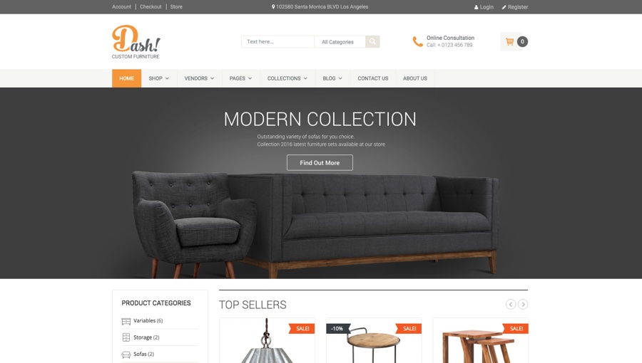 Dash Handmade Furniture Marketplace WordPress Theme